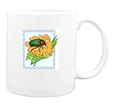 Mug with bug, flower, dandelion, insect, beetle