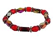 Bracelet - B113 - Faceted Glass and Fire Polished Glass Beads - Stretch ~ Siam Red