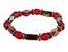 Bracelet - B113 - Faceted Glass and Fire Polished Glass Beads - Stretch ~ Siam Red