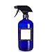 Large 16 Oz Empty Refillable Cobalt Blue Glass Spray Bottle and Decorative Bottle Label