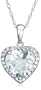 10k White Gold, March Birthstone, Aquamarine and Diamond Heart Pendant