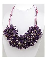 Purple Artificial Suede Leather Necklace In Zinc