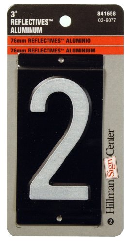 The Hillman Group 841658 3-Inch Aluminum Reflective Mailbox Number 2