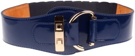 Herebuy - Fashion Women Leather High Waist Belt Wide Elastic Cinch (Saphhire)