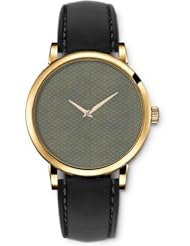 SPRAWL Aanalog Fashion Series Gold Ladies Watches of Genuine Black Leather Strap,Unique Wrist Watch for Women Girls Designed with Yellow flowers on gray background