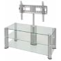Techlink Avatar PTV3 - Designer Glass Stand For LCD &  Plasma  Up To 50" or 100KG - Silver Legs With Clear Glass