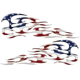 Full Color Reflective American Flag Tribal Motorcycle Gas Tank Flame Decals