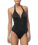 Aerin Rose Shirred Halter Style One-Piece Swimsuit Swimwear