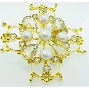 Pearl and Citrine Brooch or Pendant Gold Plated Sterling Silver by