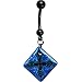Handcrafted Blue Dichroic Celtic Cross Belly Ring