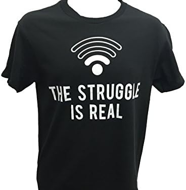 Fun Threads Men's The Struggle Is Real Weak WiFi Signal T shirt Small Black