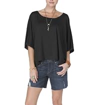 Michael Stars Slub Short Sleeve Cropped Scoop Neck Tee