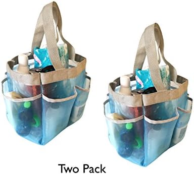 2 Pack Quick Dry Portable Mesh Shower Caddy - Shower Tote Bag for Gym Camp Travel College Dorm, Blue
