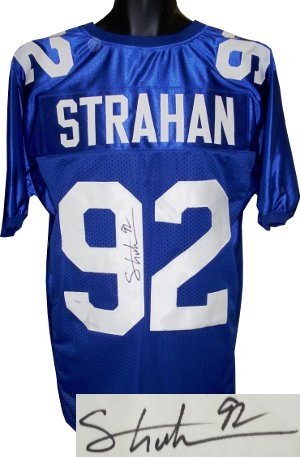 Michael Strahan Autographed/Hand Signed New York Giants Blue Prostyle Jersey- JSA Hologram