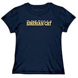IMAGE OF My best friend is a Siberian Cats Womens T-Shirt (Navy Blue, Size Large)