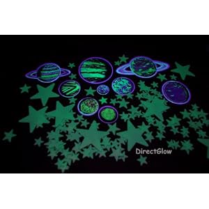 136 Piece Deluxe Glow in the Dark Solar System with LED Light
