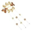 Orange Dynamic Floral Garden Barrette Hair Clip with Dangles