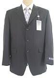 Sean John - Sean John Mens Single Breasted 3 Button Navy Blue Pinstripe Wool Suit - Size 42R