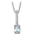 14K White Gold Sky Blue Topaz and Diamond Necklace