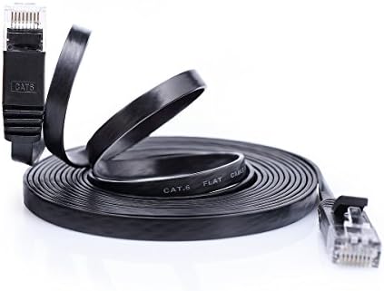 Motey Cat 6 Ethernet Cable, 25Feet Cat6 Flat Ethernet Patch Cable,100% Pure Copper RJ45 Connectors, Network Cable Snagless - 25 ft Black