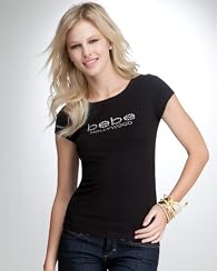 bebe Logo Hollywood Scoop Neck Tee