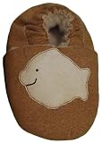 Plateau Tibet Krabbelschuhe Lederpuschen Krabbelpuschen mit echtem LAMMFELL Fisch Weiss
