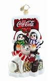 RADKO COCA COLA BETTER ON ICE Penguins Christmas Glass Ornament