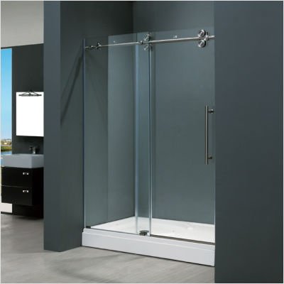 Vigo Industries VG6041STCL6074 Frameless Tempered Glass Sliding Enclosure, Steel