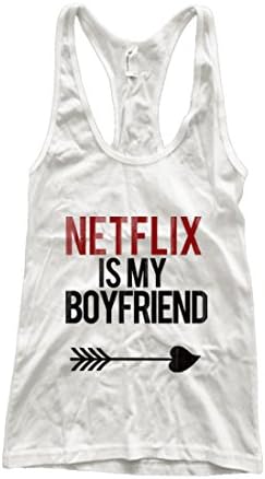 RexLambo Women's Netflix is my Boyfriend Vintage Cupid Arrow Tank Top S white
