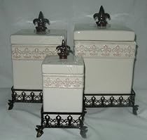 FLEU DE L SET OF 3 SQ. CANISTERS, GIFT BOXED