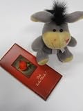 ### Geschenkset 84 - Plüsch Esel mit Küßchen, Schokolade Ich liebe Dich 100 gr. Tafel