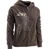 Z1R Flora Women's Hoody Zip Casual Wear Sweatshirt w/ Free B&F Heart Sticker Bundle - Brown - Medium