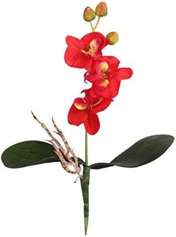 Artificial Flowers, RIUDA Vintage Artificial utterfly Orchid Silk Flowe Home Decor Wedding Decoration (Red)