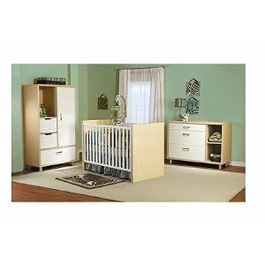 Milano Two Piece Convertible Crib Set in Natural / White