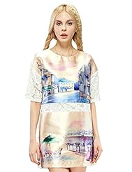 Summer Shift Elbow Length Sleeves Lace Nylon/Polyester/Spandex  Dress