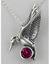 A Sweet Hummingbird in Sterling Silver and Accented with Genuine Ruby Red Quartz Made in America