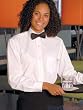 Laydown Collar Womens Dress Shirt for Business or Casual**Bonus includes Polysatin Pre-Tied Bowtie