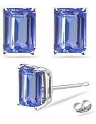 0.44 Cts Tanzanite Stud Earrings in 14K White Gold