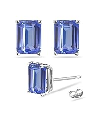 0.44 Cts Tanzanite Stud Earrings in 18K White Gold