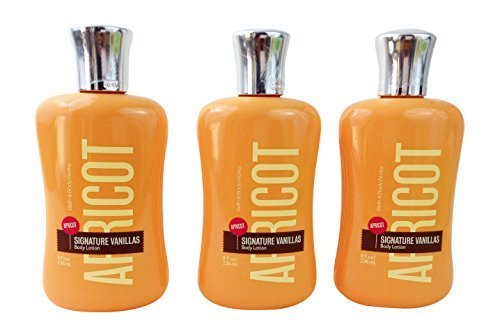 Bath & Body Works Apricot Signature Vanillas Body Lotion 8 oz, 236 ml each (Set of 3)