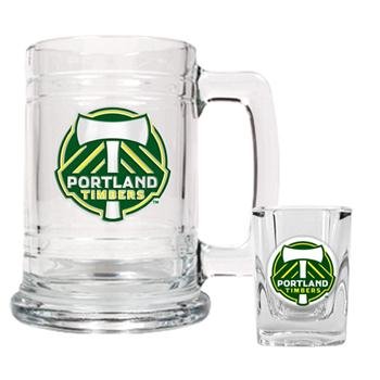 Portland Timbers MLS Glass Tankard And Square Shot Glass Set - Primary Team Logo