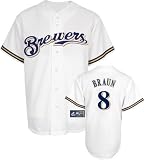 Ryan Braun Jersey: Youth Majestic Home White Replica #8 Milwaukee Brewers Jersey
