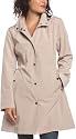 London Fog Women's London Fog Faux Silk Snap Front Hooded Raincoat