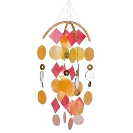 Asli Arts 21 Inch Yellow, Red, and Gold Capiz Wind Chime