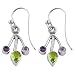 Amethyst, Peridot Sterling Silver Fashion Dangle Earrings
