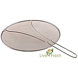 LiveFresh Stainless Steel Heavy Duty Fine Mesh Splatter Screen with Resting Feet - A Premium Grease Guard That Fits Any Pot or Pan and Stops the Splatter, 13" Diameter Splash Guard