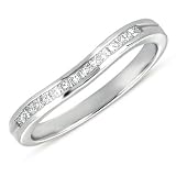 14k White Gold Princess Diamond Ladies Anniversary Wedding Band Guard Ring (0.25 cttw, G-H Color, SI-I Clarity)