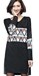 Sweater Spring Fall Floral Print Polyester/Spandex Short Long Sleeves  Dress