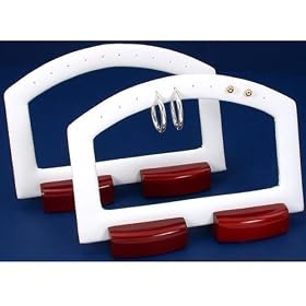 2 White Leather 5 Pair Hoop Earrings Displays Showcase