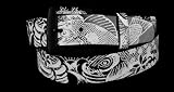 Silver Star BLACK AND WHITE KOI FISH Mens Leather All-Over-Print Belt